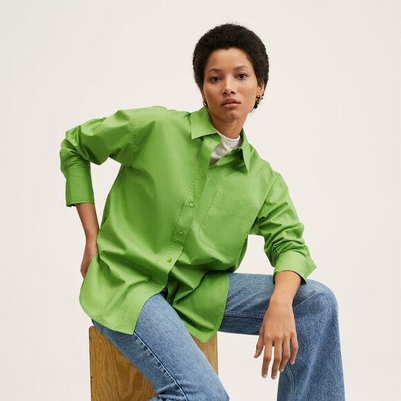 Mango Oversized Cotton Poplin Shirt New - Picture 6 of 9